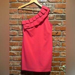 Trina Turk One Shoulder Hot Pink Dress Size 8